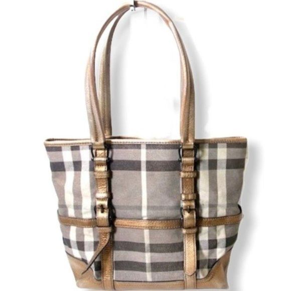 Authentic BURBERRY Shimmer Metallic Tote - Picture 1 of 4